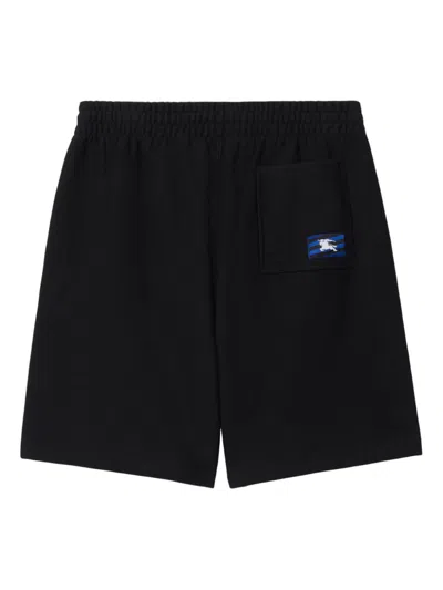 Burberry Logo Patch Straight-leg Shorts In Black