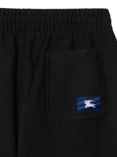 Burberry Logo Patch Straight-leg Shorts In Black