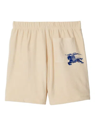 Burberry Relaxed-fit Cotton Shorts With Drawstring Waistband In Neutral