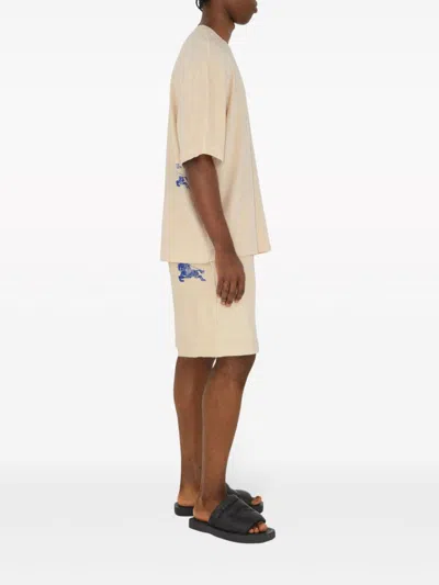 Burberry Relaxed-fit Cotton Shorts With Drawstring Waistband In Neutral