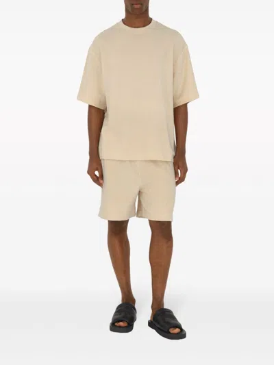 Burberry Relaxed-fit Cotton Shorts With Drawstring Waistband In Neutral