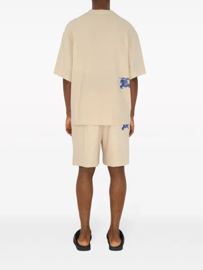 Burberry Relaxed-fit Cotton Shorts With Drawstring Waistband In Neutral