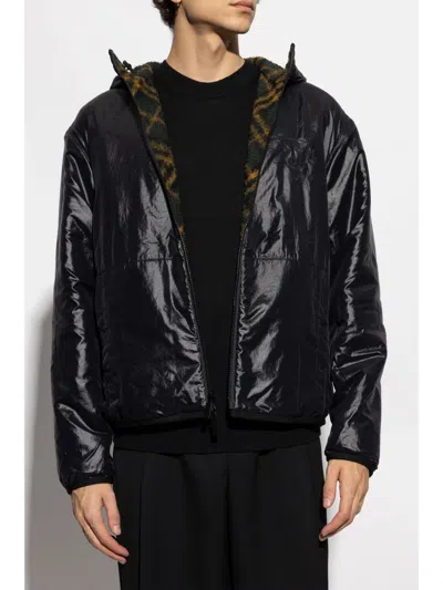 Burberry Reversible Hooded Checked Jacket In Brown