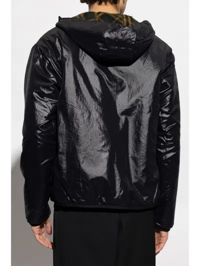 Burberry Reversible Hooded Checked Jacket In Brown