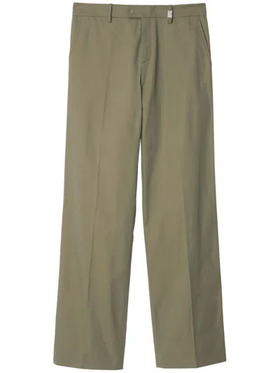 Burberry Straight-leg Cotton Trousers In Green
