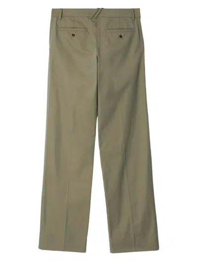 Burberry Straight-leg Cotton Trousers In Green
