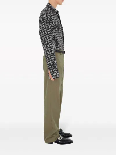 Burberry Straight-leg Cotton Trousers In Green