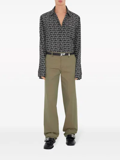 Burberry Straight-leg Cotton Trousers In Green