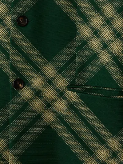 Burberry Check Wool Tailored Jacket In Green