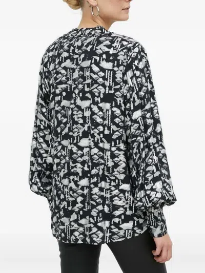 Bruuns Bazaar Geometric-print Long-sleeved Blouse In Black