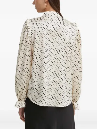 Bruuns Bazaar Ruffled Print Blouse In White