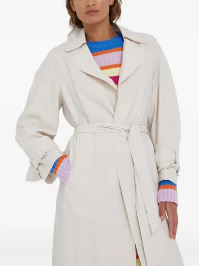 Drykorn Belted Tie-cuff Trench Coat In White