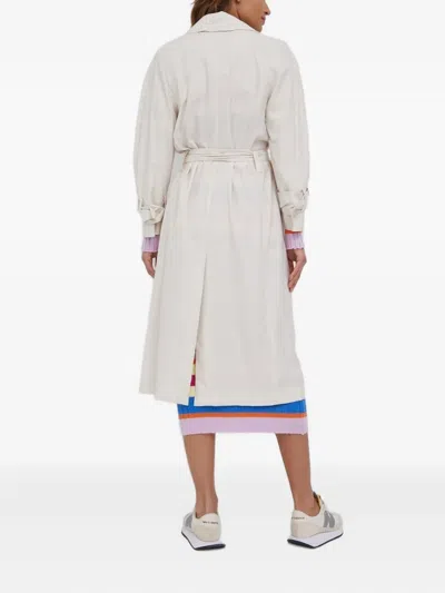 Drykorn Belted Tie-cuff Trench Coat In White