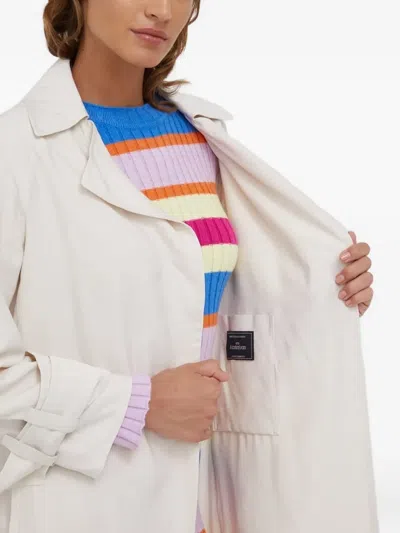 Drykorn Belted Tie-cuff Trench Coat In White