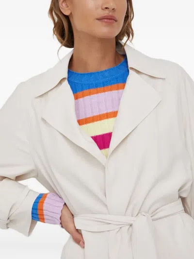 Drykorn Belted Tie-cuff Trench Coat In White