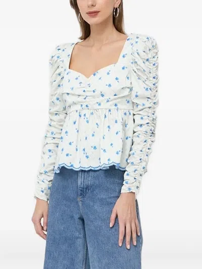 Notes Du Nord Floral-print Puff-sleeve Top In Multi