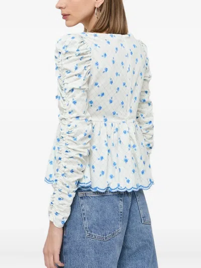 Notes Du Nord Floral-print Puff-sleeve Top In Multi