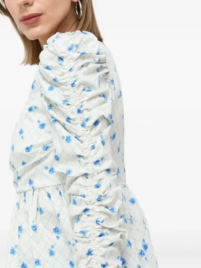 Notes Du Nord Floral-print Puff-sleeve Top In Multi