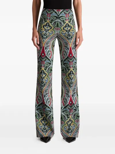 Alice And Olivia Teeny Fit Flare Bootcut Pants In Green