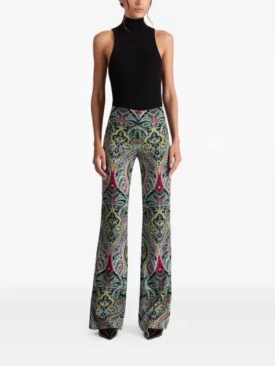 Alice And Olivia Teeny Fit Flare Bootcut Pants In Green