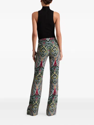 Alice And Olivia Teeny Fit Flare Bootcut Pants In Green