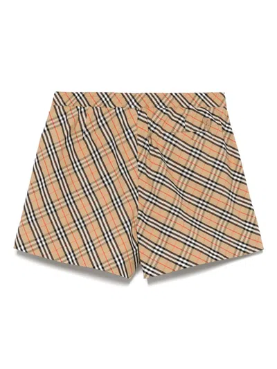 Burberry Check Printed Drawstring Short In Multi