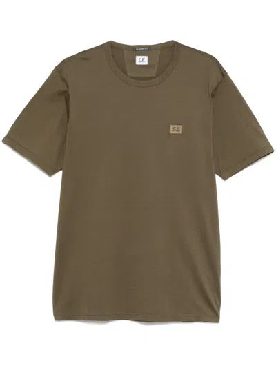 C.p. Company Crew Neck Patch Cotton T-shirt In Brown