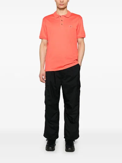 C.p. Company Logo Polo Shirt With Collar And Cuffs In Red
