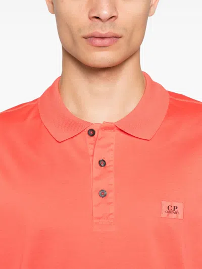 C.p. Company Logo Polo Shirt With Collar And Cuffs In Red