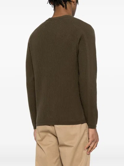 C.p. Company Lens Detail Ribbed Sweater In Green