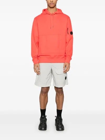 C.p. Company Hooded Sweatshirt With Logo And Pouch Pocket In Red