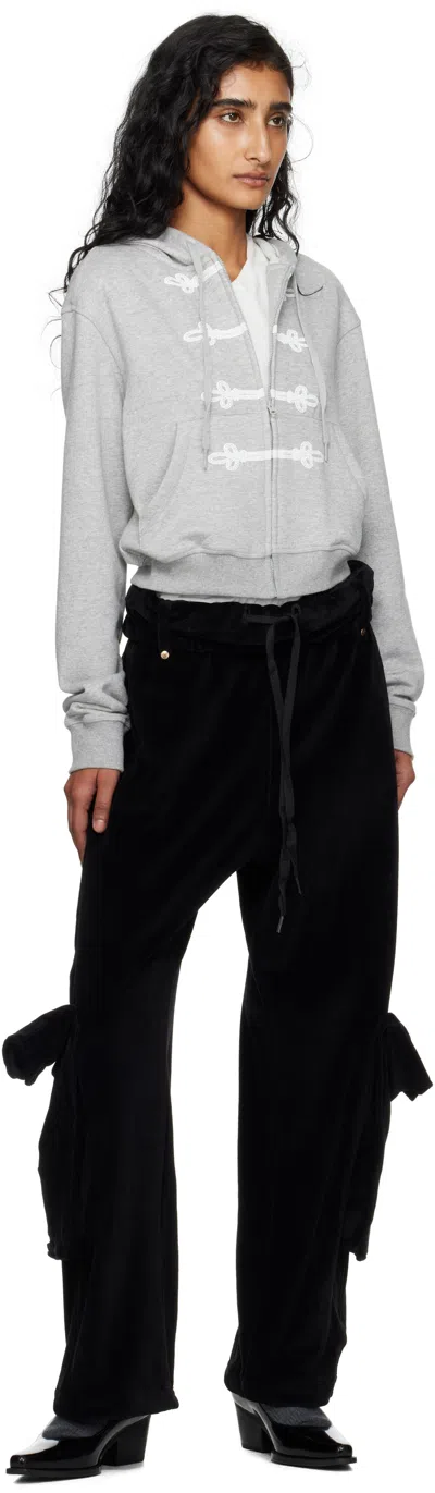 Open Yy Black Rolled Waist Velour Cargo Pants In Black
