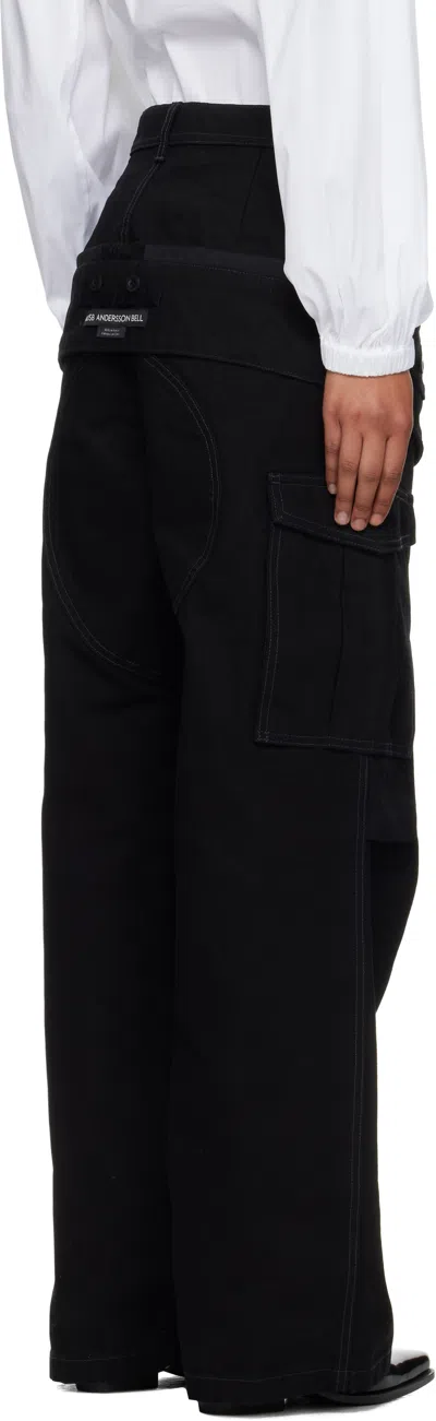 Andersson Bell Black Double Waist Work Wide-leg Cargo Pants In Black