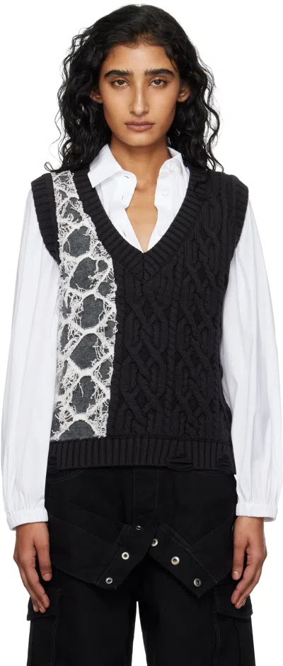 Andersson Bell Patchwork Knitted Vest In Black