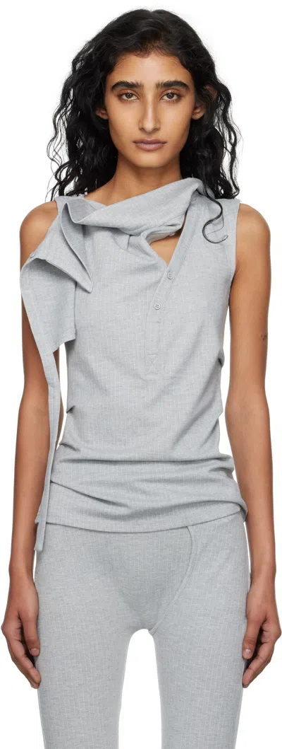 Ottolinger Button Sleeveless Top In Gray