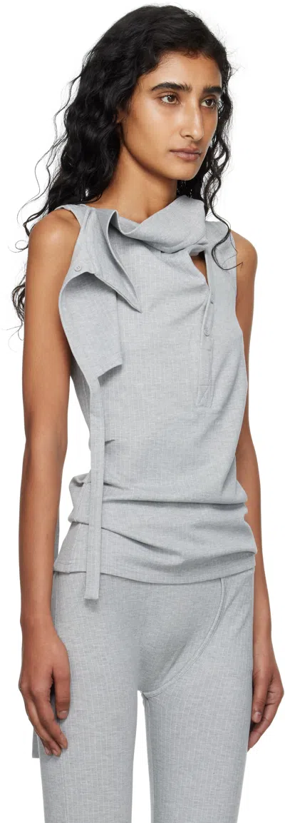 Ottolinger Button Sleeveless Top In Gray
