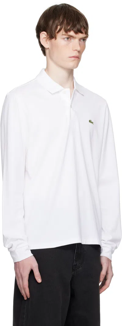 Lacoste Loose Fit Pique Polo Shirt In White