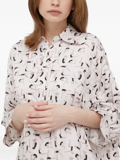 Sisley Paris Figure-print Shirt Midi Dress In White