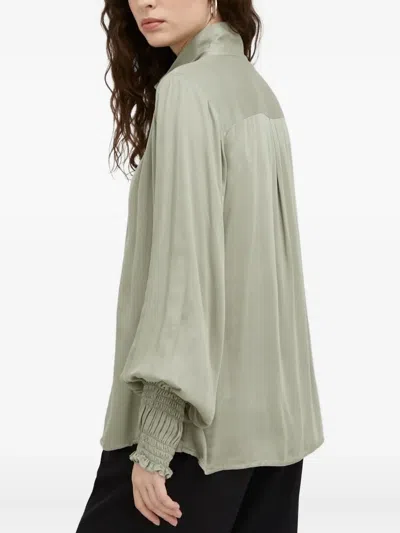 Bruuns Bazaar Turtleneck Smocked-cuffs Blouse In Gray