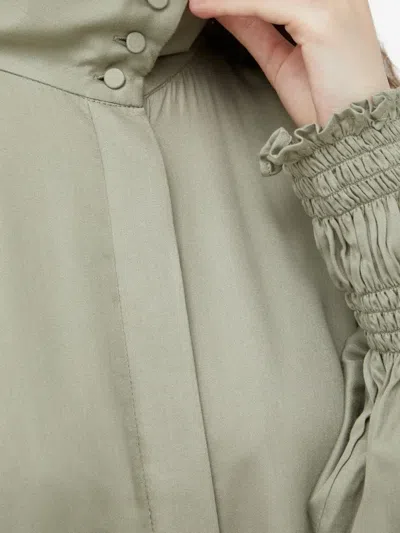 Bruuns Bazaar Turtleneck Smocked-cuffs Blouse In Gray