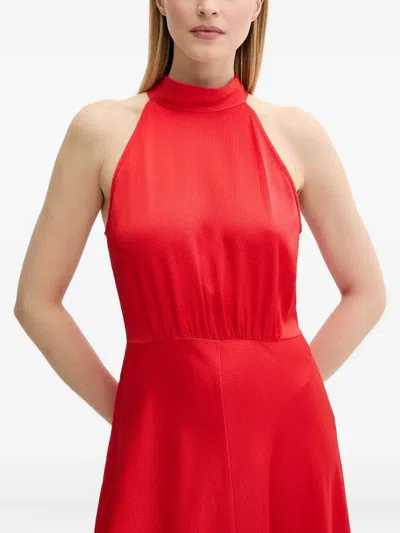 Samsoe & Samsoe Halterneck Bow Midi Party Dress In Red
