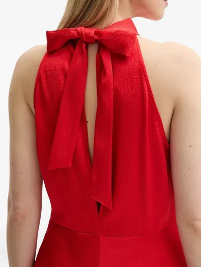 Samsoe & Samsoe Halterneck Bow Midi Party Dress In Red