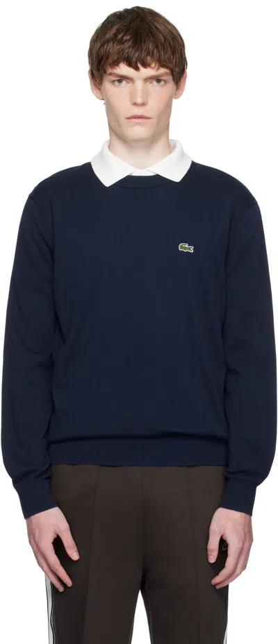 Lacoste Live Cotton Fleece Sweatshirt Navy Blue In Blue
