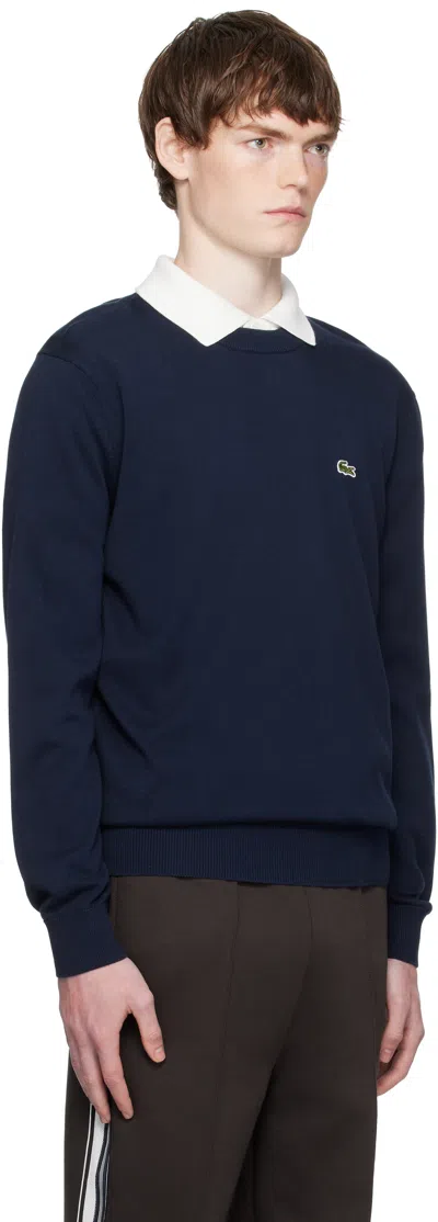 Lacoste Live Cotton Fleece Sweatshirt Navy Blue In Blue