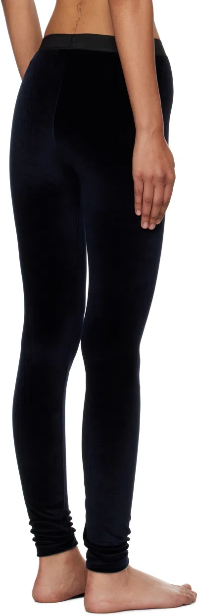 Tom Ford Blue Leggins With Logo On The Waist In Tech Fabric Woman In Black