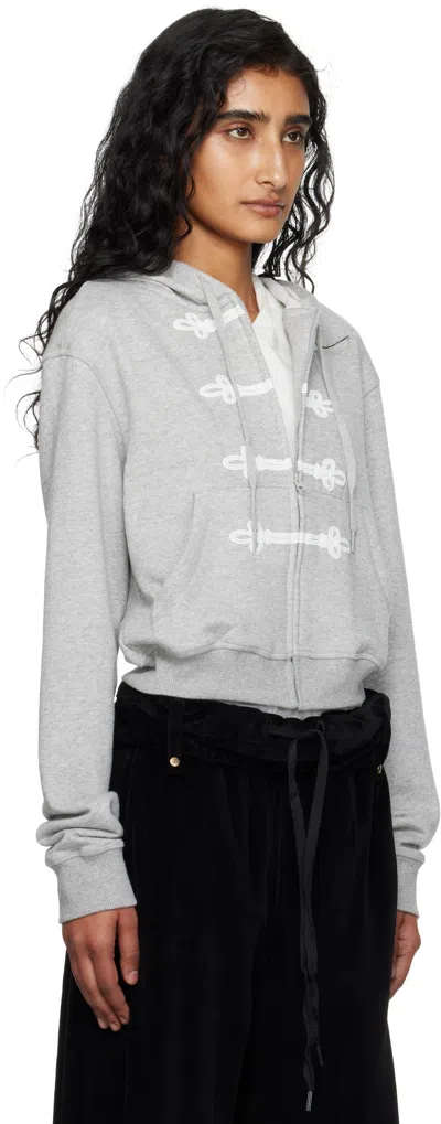 Open Yy Gray Loop Button Effect Hoodie In Gray