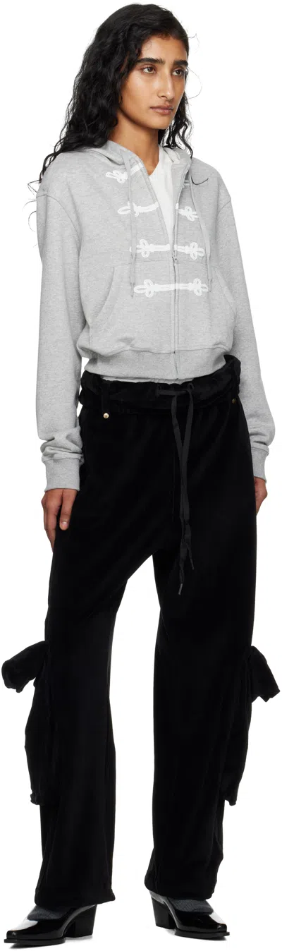 Open Yy Gray Loop Button Effect Hoodie In Gray