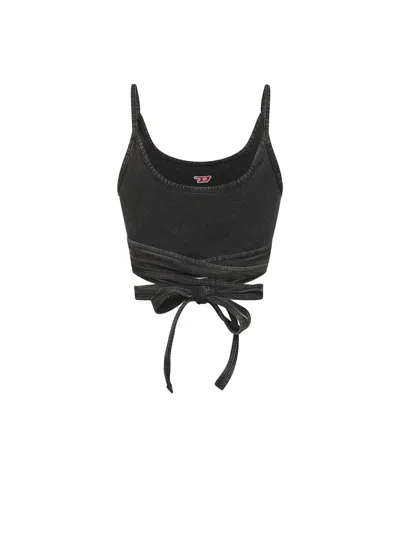 Diesel Womens 02a T-leya-tail Wrap-around Cotton-jersey Top In Black