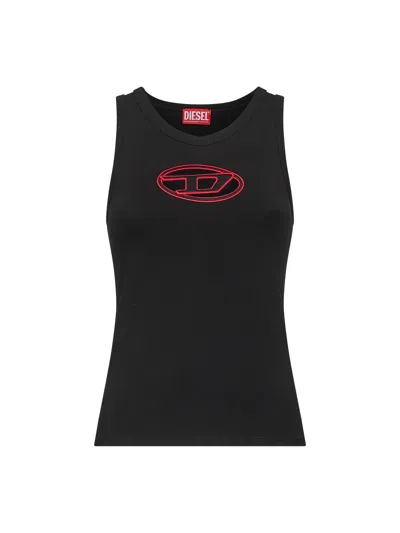 Diesel Black Stretch Cotton T-lynys-od Tank Top In Black
