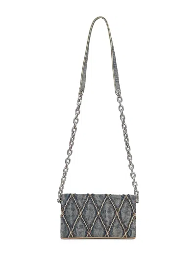 Diesel Women Black Charm-d Wallet Strap Wallet On Chain In Gold